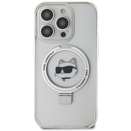 Karl Lagerfeld KLHMP15LHMRSCHH iPhone 15 Pro 6.1&quot; white/white hardcase Ring Stand Choupette Head MagSafe