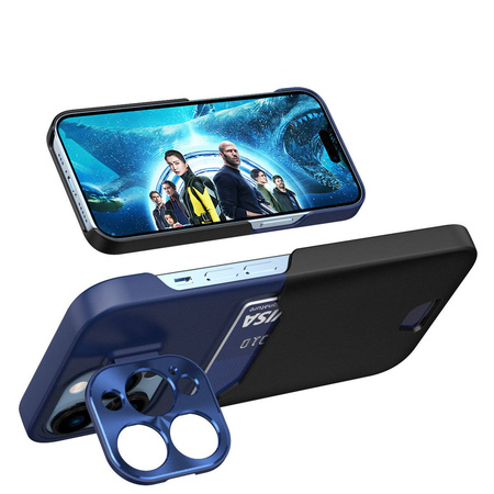 Leder Stand Case für Samsung Galaxy S23+ Cover Kartenetui mit Ständer blau