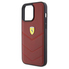 Original Handyhülle APPLE IPHONE 15 PRO MAX Ferrari Hardcase Leather Stitched Lines (FEHCP15XRDUR) rot