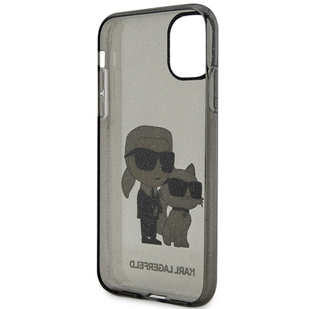 Oryginalne Etui IPHONE 11 / XR Karl Lagerfeld Hardcase Gliter Karl&Choupette (KLHCN61HNKCTGK) czarne