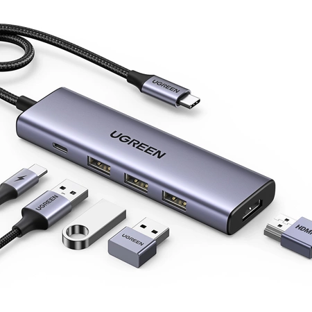 HUB Ugreen CM511 15597 5in1 USB-C - USB-C PD / HDMI / 3x USB-A 3.0 - Grau