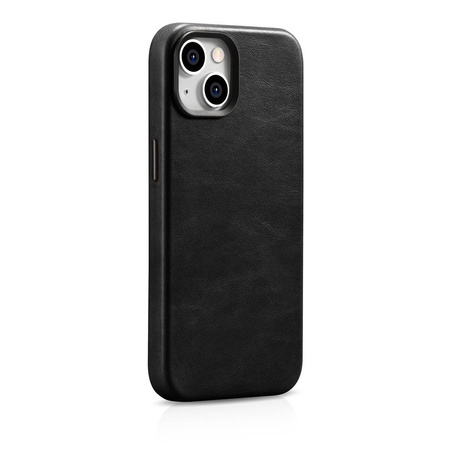 iCarer Case Leather genuine leather case for iPhone 14 Plus schwarz (WMI14220703-BK) (MagSafe compatible)