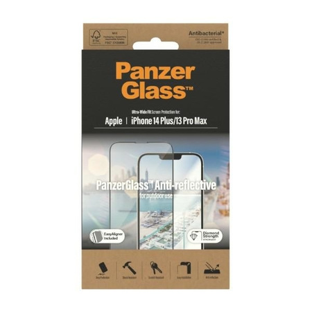 Tempered Glass 5D IPHONE 14 PLUS / 13 PRO MAX PanzerGlass Ultra-Wide Fit Screen Protection Anti-reflective Antibacterial Easy Aligner Included (2789)