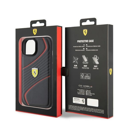 Ferrari FEHCP15SPTWK iPhone 15 6,1&quot; schwarz/schwarzes Hardcase Twist Metal Logo