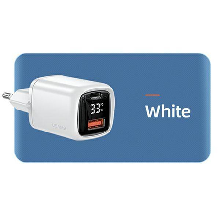 USAMS Ład. siec. 1xUSB-C+1xUSB T46 33W (only head) PD3.0 +QC3.0 Fast Charging biały/white CC152TC02 (US-CC152)