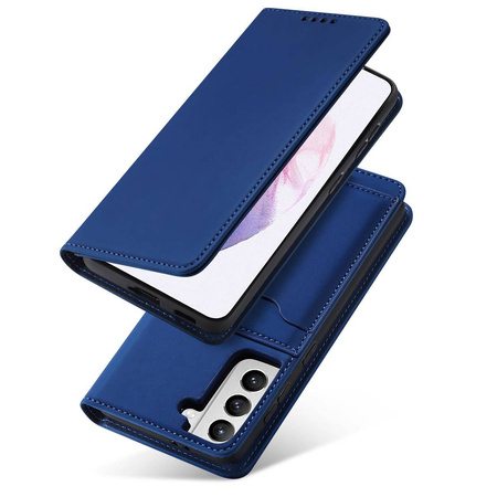 Magnet Kartenetui für Samsung Galaxy S22+ (S22 Plus) Tasche Wallet Card Holder Blau