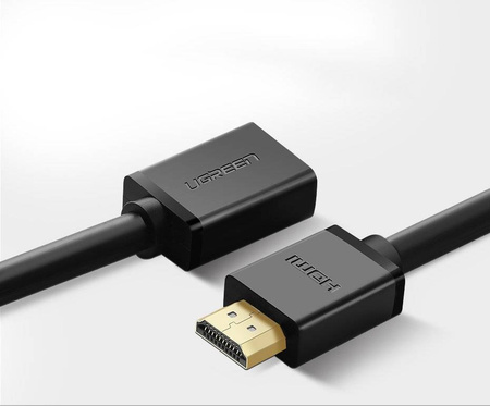 Ugreen kabel przewód adapter przejściówka przedłużacz HDMI (żeński) - HDMI (męski) 4K 10,2 Gbps 340 Mhz audio ethernet 1 m czarny (HD107 10141)