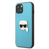 Karl Lagerfeld KLHCP13SPKMB iPhone 13 mini 5,4" niebieski/blue hardcase Leather Ikonik Karl`s Head Metal