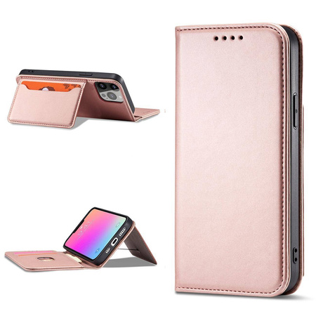 Magnet Card Case for iPhone 13 Pro Max Pouch Card Wallet Card Holder Pink