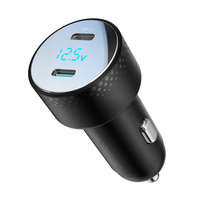 Car charger 2x USB C 70W with LED display Joyroom JR-CCD02 | black