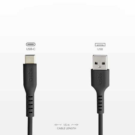 SBS TECABLEMICROC15K USB-A - USB-C Cable 1.5m - Black