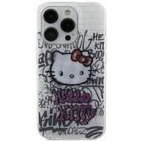 Hello Kitty IML Kitty On Bricks Graffiti case for iPhone 15 - white