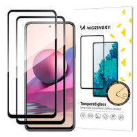 Wozinsky zestaw 2x super wytrzymałe szkło hartowane Full Glue na cały ekran z ramką Case Friendly Xiaomi Redmi Note 10 / Redmi Note 10S czarny