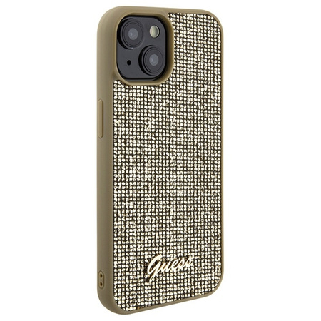 Guess Disco Metal Script case for iPhone 15 - gold