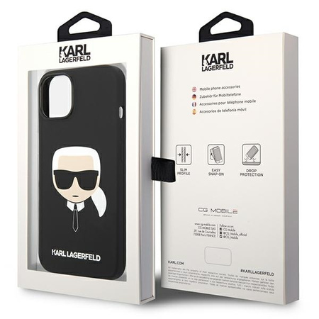 Original Case IPHONE 14 Karl Lagerfeld Hardcase Silicone Karl`s Head black