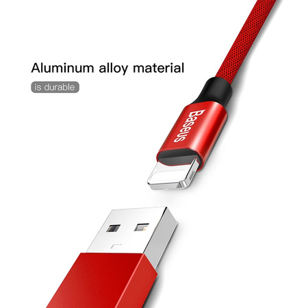 Baseus Yiven kabel przewód w materiałowym oplocie USB / Lightning 1,8M czerwony (CALYW-A09)