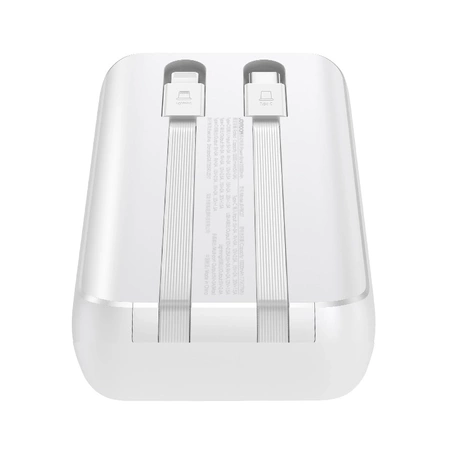 Joyroom JR-PBC07 20000mAh 30W mini power bank with USB-C and Lightning cables - white