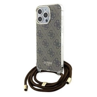 Etui Guess Crossbody Cord 4G Print na iPhone 15 Pro Max - brązowe