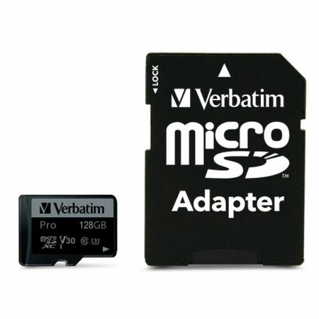 Verbatim Karta microSD 128GB + adapter Pro U3 czarny/black 47044