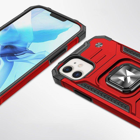 Wozinsky Ring Armor Hülle für iPhone 14 Plus gepanzerte Hülle magnetischer Haltering rot