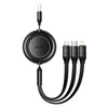 Baseus Bright Mirror 2 kabel przewód 3w1 USB Typ A - micro USB + Lightning + USB Typ C 3.5A 1.1m czarny (CAMJ010001)