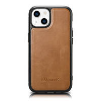 iCarer Leather Oil Wax case covered with natural leather for iPhone 14 (MagSafe compatible) braun (WMI14220717-TN)