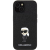 Karl Lagerfeld Fixed Glitter Ikonik Logo Metal Pin case for iPhone 15 - black