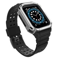 Pasek z etui ochronnym Protect Strap Band do Apple Watch 38 / 40 / 41 mm opaska obudowa pancerna - czarny, srebrny