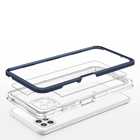 Klare 3in1 Hülle für Samsung Galaxy A22 5G Frame Gel Cover Blau