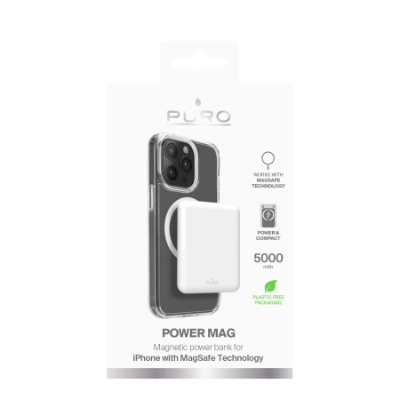 Puro Power Mag 5000mAh Powerbank with MagSafe USB-C - White