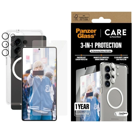 CARE by PanzerGlass Flagship 3in1 Case + Glass + Lens Protective Kit for Samsung Galaxy S25 Ultra