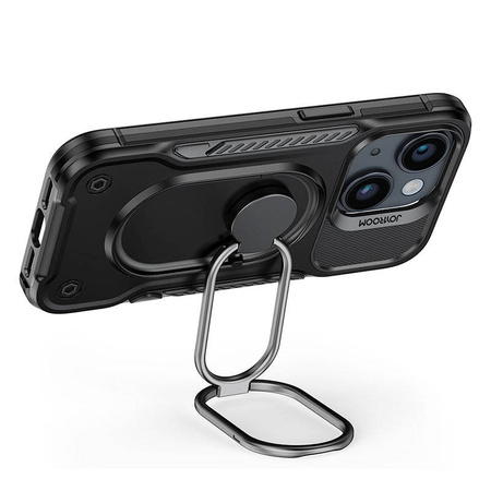 Joyroom Dual Hinge case for iPhone 14 armored case with a stand and a ring holder black