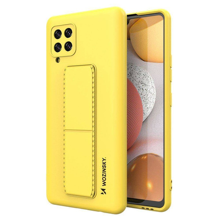 Wozinsky Kickstand Case elastyczne silikonowe etui z podstawką Samsung Galaxy A42 5G żółty