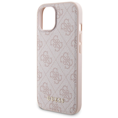 Zestaw Guess GUBPM5P15S4GEMGP iPhone 15 6.1" hardcase + Powerbank 5000mAh MagSafe różowy/pink 4G Metal Logo