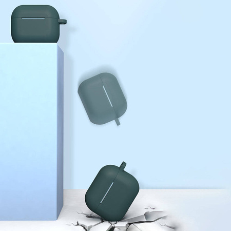 Etui do AirPods 3 silikonowy miękki pokrowiec na słuchawki + brelok karabińczyk zawieszka ciemnoniebieski (case D)