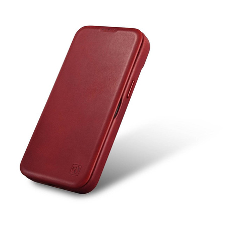 iCarer CE Oil Wax Premium Leather Folio Case Leather Case for iPhone 14 Pro Flip Magnetic MagSafe Red (AKI14220706-RD)