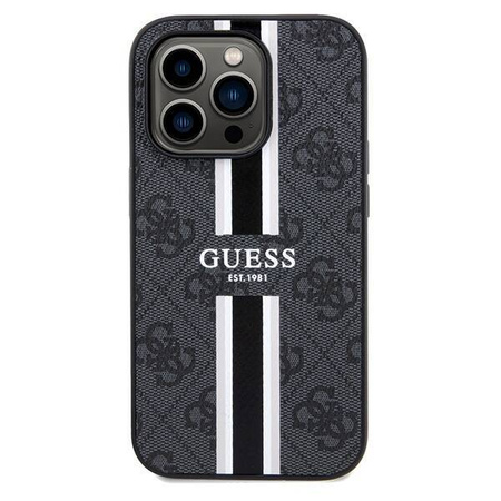 Oryginalne Etui APPLE IPHONE 15 PRO MAX Guess Hardcase 4G Printed Stripes MagSafe (GUHMP15XP4RPSK) czarne