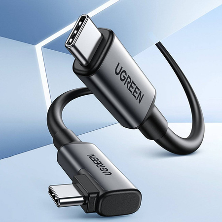 Ugreen abgewinkeltes Kabel USB Type C - USB Type C zum Laden 60W / Datenübertragung mit VR-Brillen-Unterstützung (z.B. Oculus Quest 2) 5m schwarz (US551)