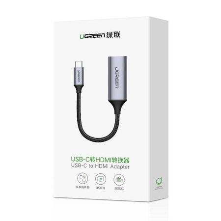 Ugreen przejściówka adapter USB Typ C - HDMI 2.0 4K@60 Hz Thunderbolt 3 do MacBook / PC szary (70444)