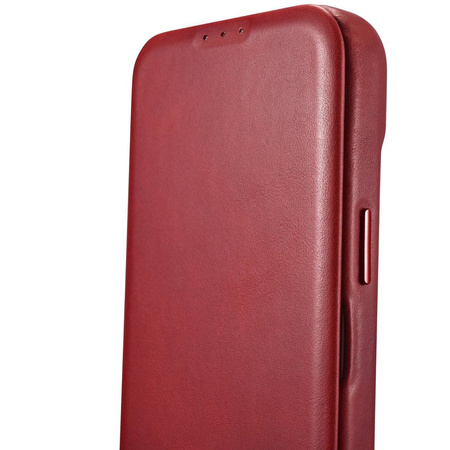 iCarer CE Oil Wax Premium Leather Folio Case Leather Case for iPhone 14 Plus Flip Magnetic MagSafe red (AKI14220707-RD)