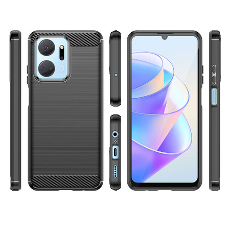 Carbon Case etui do Honor Play 40 Plus / Honor X7a elastyczny silikonowy karbonowy pokrowiec czarne