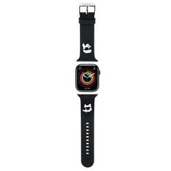 Strap for APPLE WATCH 4 / 5 / 6 / 7 / 8 / SE / ULTRA (42 / 44 / 45 / 49 MM) Karl Lagerfeld Strap 3D Rubber Karl&Choupette Heads (KLAWLSLKCNK) black