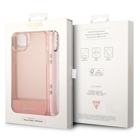 Guess Translucent Pearl Strap - Etui iPhone 14 Plus (różowy)