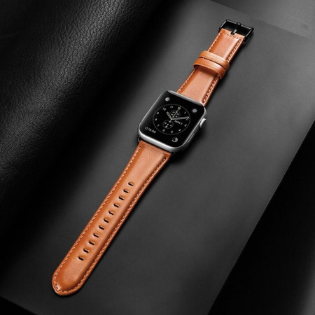 DUX DUCIS YA - pasek z naturalnej skóry do Apple Watch 38/40/41mm brązowy