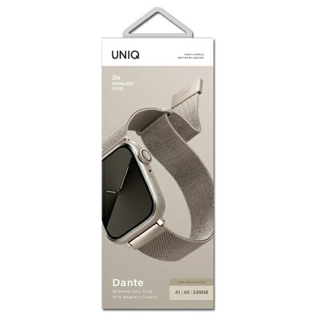 UNIQ pasek Dante Apple Watch Series 4/5/6/7/SE 38/40/41mm. Stainless Steel starlight