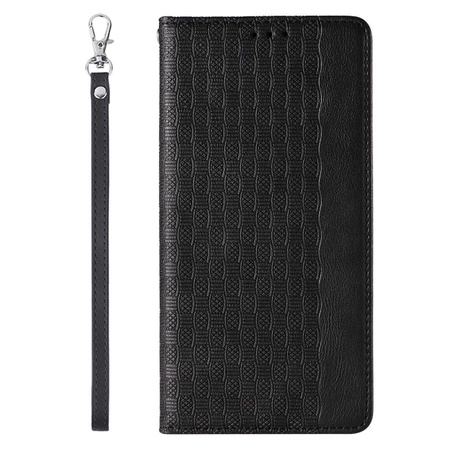 Magnet Strap Case for iPhone 14 Pro Flip Wallet Mini Lanyard Stand Black