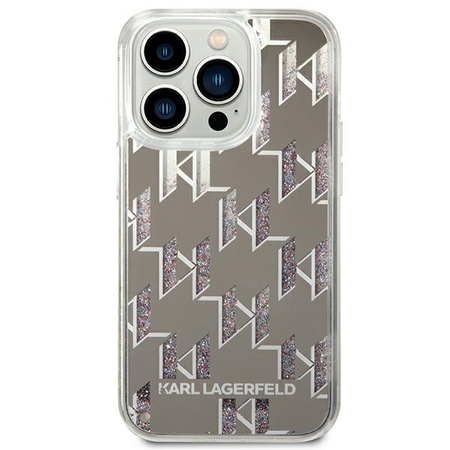 Original Case IPHONE 14 PRO Karl Lagerfeld Hardcase Liquid Glitter Monogram (KLHCP14LLMNMS) silver