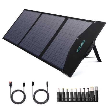 Choetech solar charger USB foldable 120W DC, USB C, 2 x USB black (SC008)