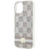 DKNY DKHMP14SHCPTSE iPhone 14 / 15 / 13 6.1" beżowy/beige hardcase IML Checkered Mono Pattern & Printed Stripes MagSafe