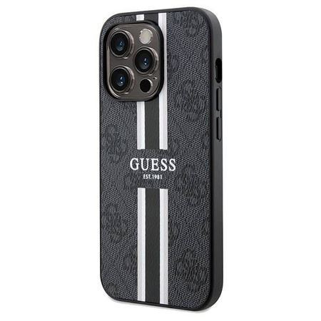 Oryginalne Etui APPLE IPHONE 15 PRO MAX Guess Hardcase 4G Printed Stripes MagSafe (GUHMP15XP4RPSK) czarne